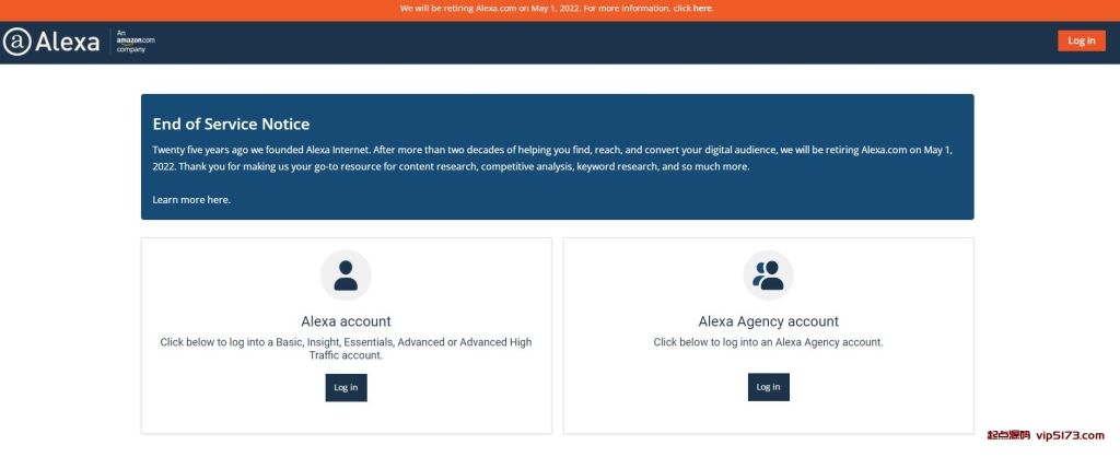 Alexa.com宣布2022年5月1日关站插图1贾静宇源码网